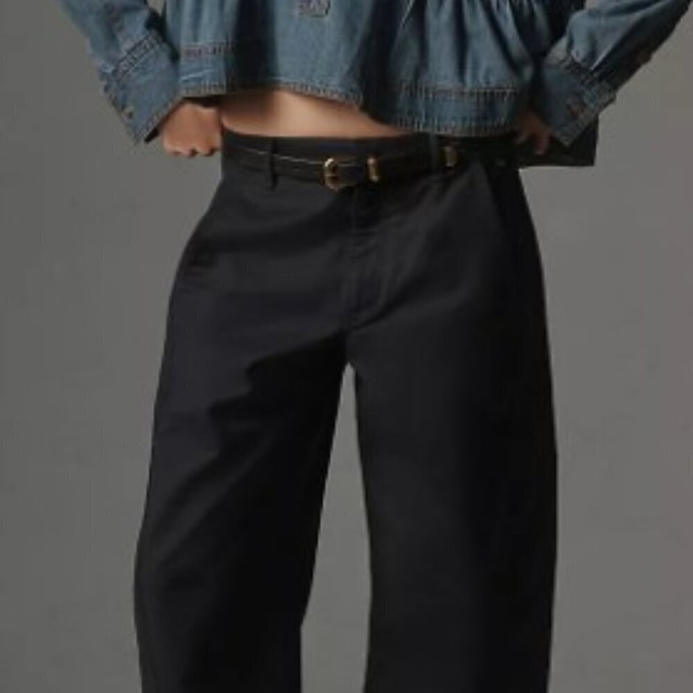 Anthropologie -  Maeve - Curved Cropped Chino Pants - Black - Size: 6 - NWT